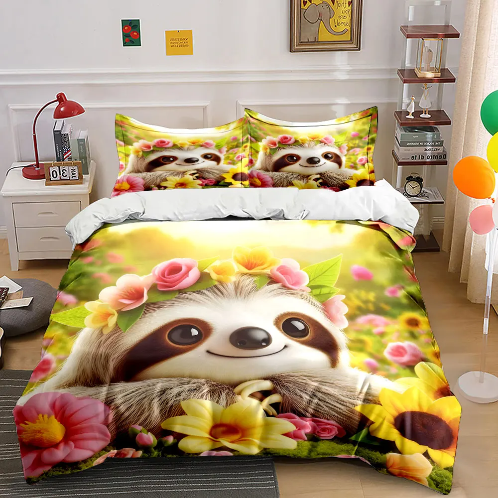 Smiling sloth with flowers in sunshine Printed Duvet Cover Set1 Duvet Cover+2 PillowcaseMulti Size Bedroom Bedding Decor
Smiling sloth with flowers in sunshine Printed Duvet Cover Set1 Duvet Cover+2 PillowcaseMulti Size Bedroom Bedding Decor