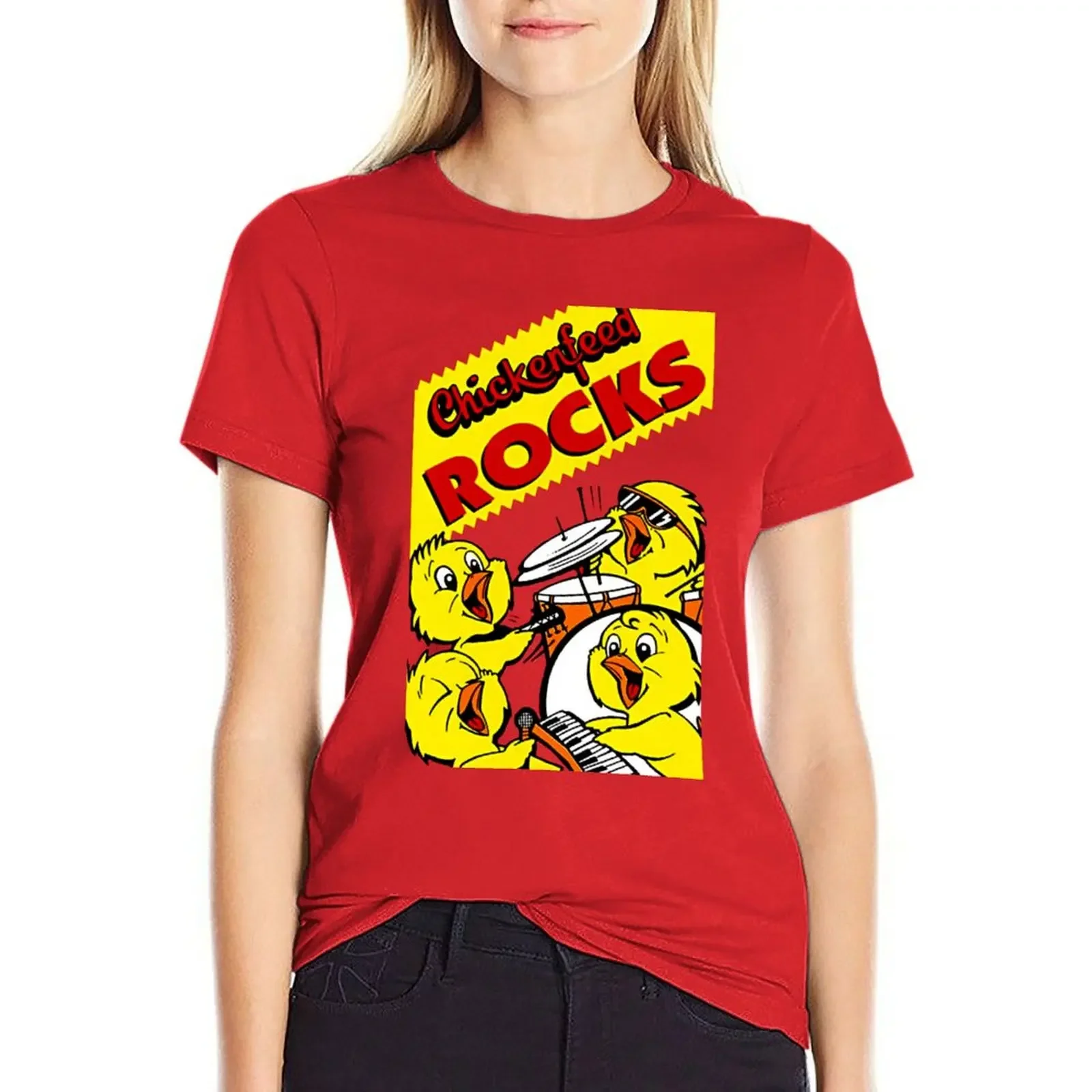Chickenfeed Rocks T-shirt funny Female clothing Aesthetic clothing fashion woman blouse 2024
Chickenfeed Rocks T-shirt funny Female clothing Aesthetic clothing fashion woman blouse 2024