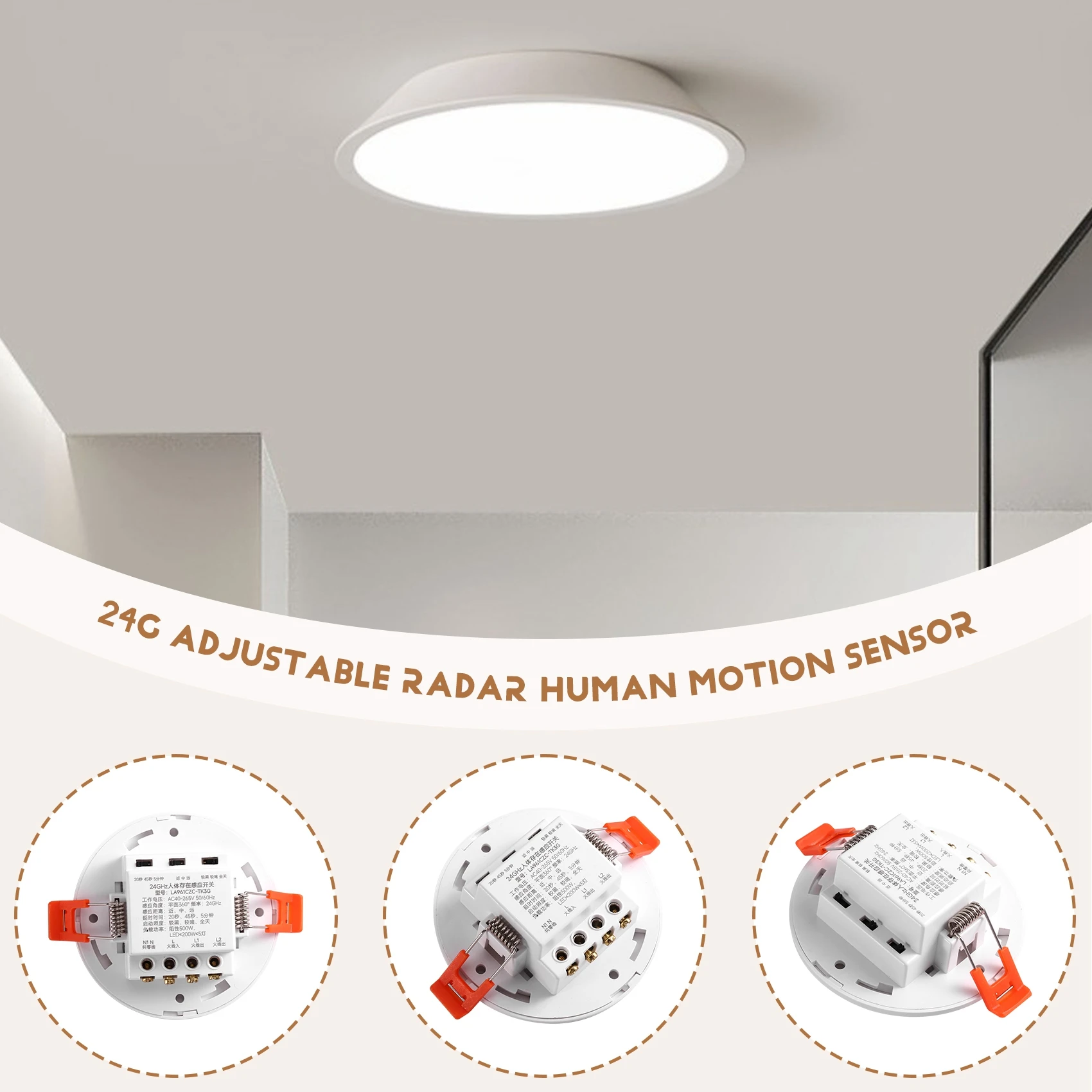 ABMF-Human Body Sensor Light,24G Adjustable Radar Presence Technology, Ideal For Corridors, Hallways Staircases, Entrances
ABMF-Human Body Sensor Light,24G Adjustable Radar Presence Technology, Ideal For Corridors, Hallways Staircases, Entrances