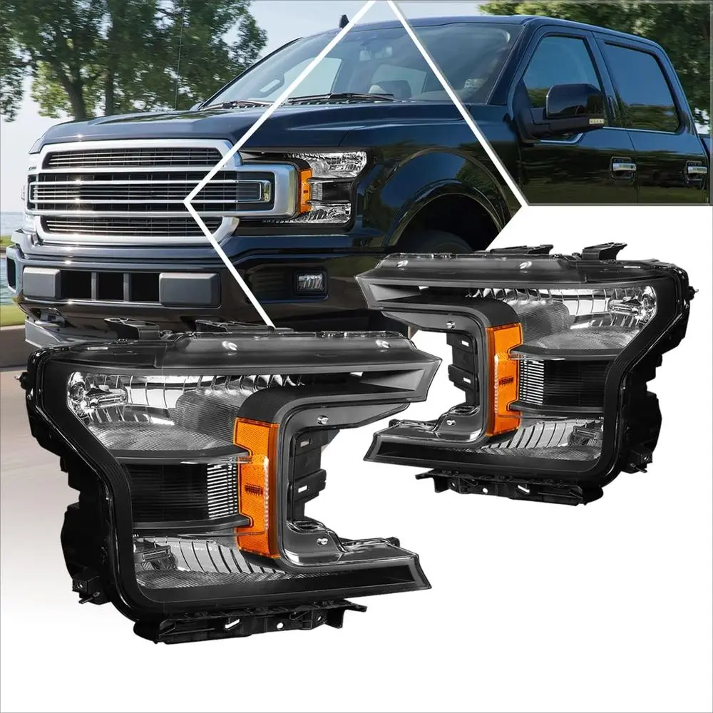 2Pcs Headlights Headlamps Assembly Set Compatible with 18-20 Ford F150,Black Housing/Amber Corner
2Pcs Headlights Headlamps Assembly Set Compatible with 18-20 Ford F150,Black Housing/Amber Corner