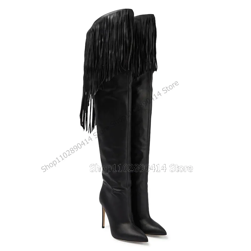 Black Brown White Tassels Decor Pointed Toe Boots Over The Knee Women Shoes Thin High Heels Sexy Runway 2023 Zapatos Para Mujere
Black Brown White Tassels Decor Pointed Toe Boots Over The Knee Women Shoes Thin High Heels Sexy Runway 2023 Zapatos Para Mujere