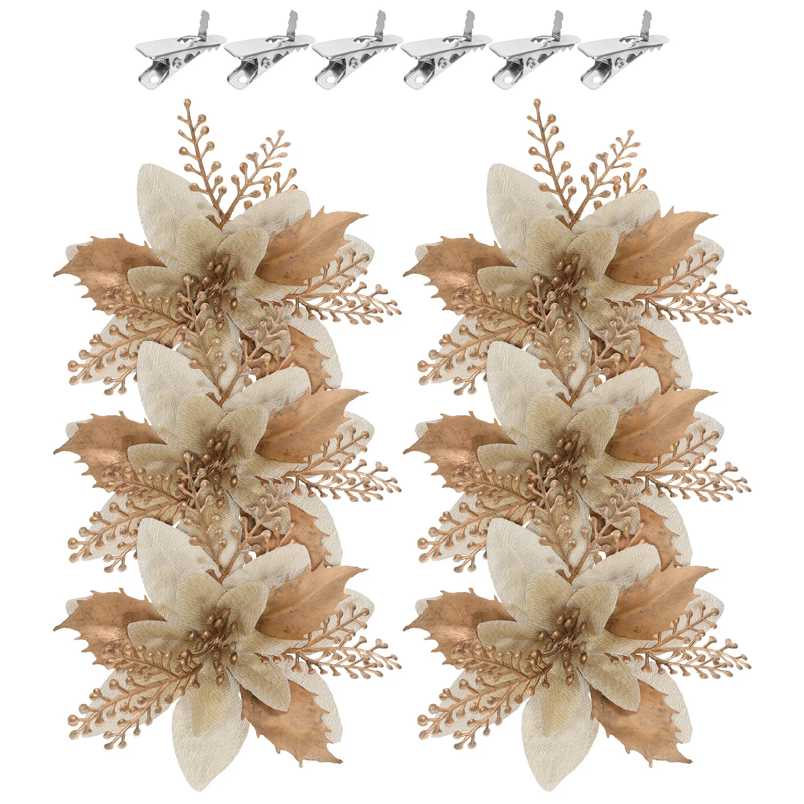 6Pcs Artificial Christmas Poinsettia Flowers Clip on Glitter Flower Decorations Xmas Tree Wedding Party Holiday Wreath
6Pcs Artificial Christmas Poinsettia Flowers Clip on Glitter Flower Decorations Xmas Tree Wedding Party Holiday Wreath