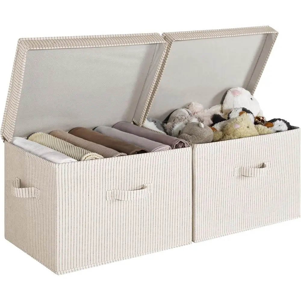 Тканевые корзины для хранения с крышкой, декоративные коробки для полок, штабелируемые органайзеры для шкафа с ручками, увеличенный размер, серые
Тканевые корзины для хранения с крышкой, декоративные коробки для полок, штабелируемые органайзеры для шкафа с ручками, увеличенный размер, серые