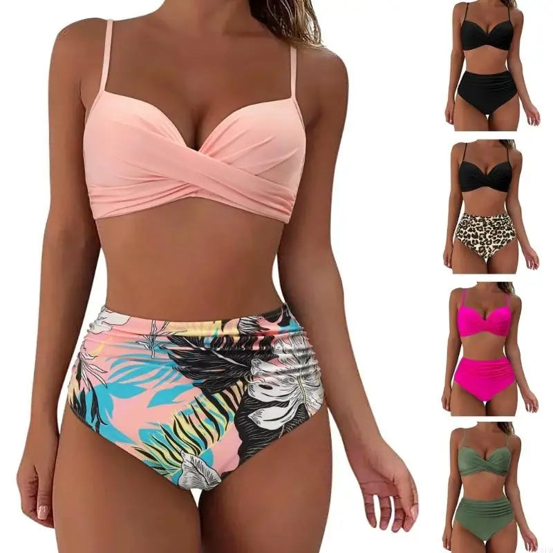 F1FD Women Two Piece High Waist Swimsuit Bathing Suit with Push Up V Neck Swim Top
F1FD Women Two Piece High Waist Swimsuit Bathing Suit with Push Up V Neck Swim Top