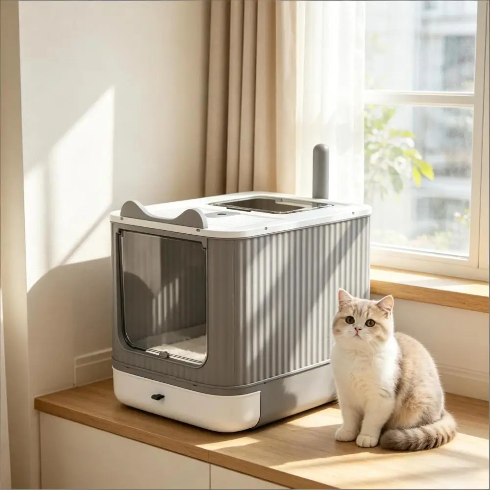 Litter Box with Slide-Out Tray,Enclosed Design Cat Litter Box,for Small-Medium Cat
Litter Box with Slide-Out Tray,Enclosed Design Cat Litter Box,for Small-Medium Cat