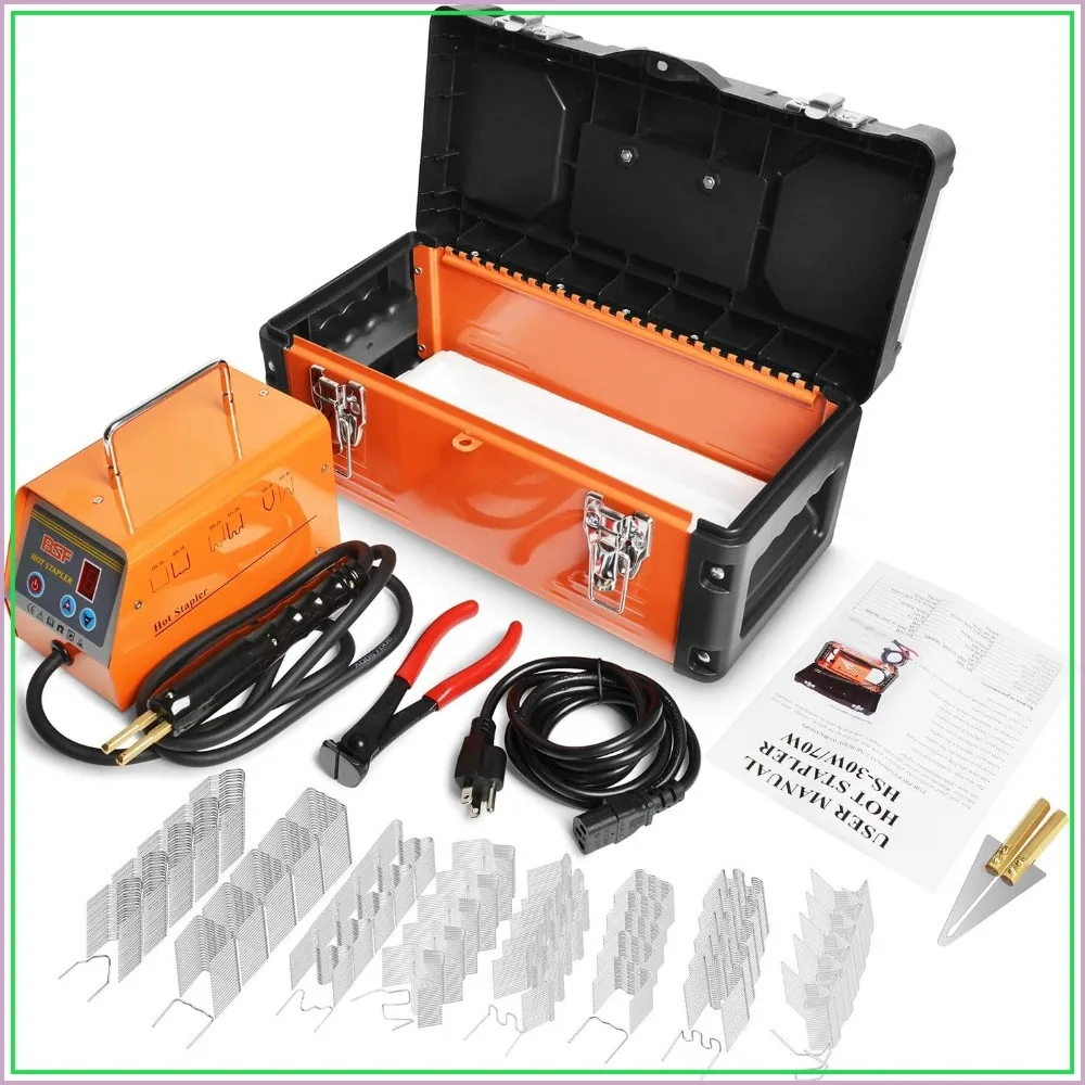 Plastic Welder Repair Machine Kit, 5-Level Adjustable Power, Hot Stapler with Storage Tool Box, 110V
Plastic Welder Repair Machine Kit, 5-Level Adjustable Power, Hot Stapler with Storage Tool Box, 110V