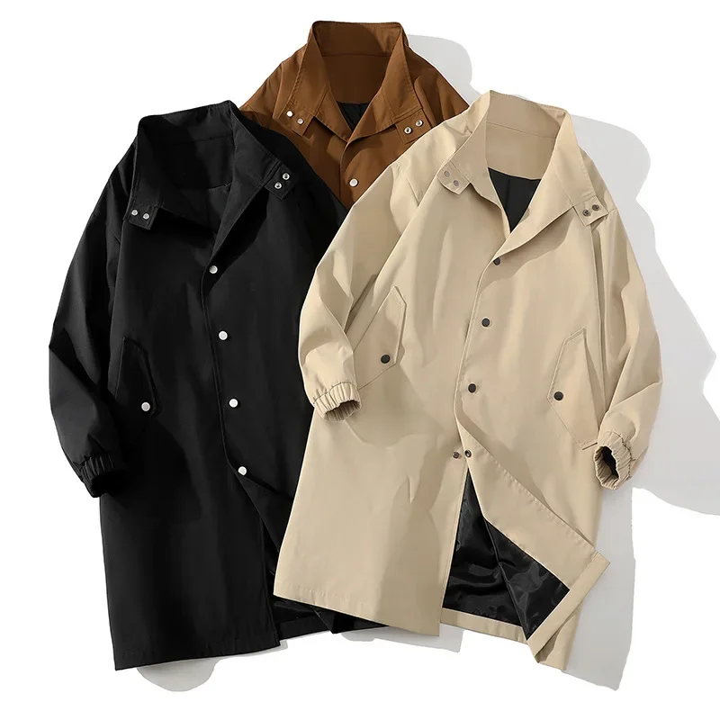 Male Trench Single Breasted Coats Cardigan Stand Collar Men Jacket Sashes Long Sleeve Button Solid High Street Loose Fit Pockets
Male Trench Single Breasted Coats Cardigan Stand Collar Men Jacket Sashes Long Sleeve Button Solid High Street Loose Fit Pockets