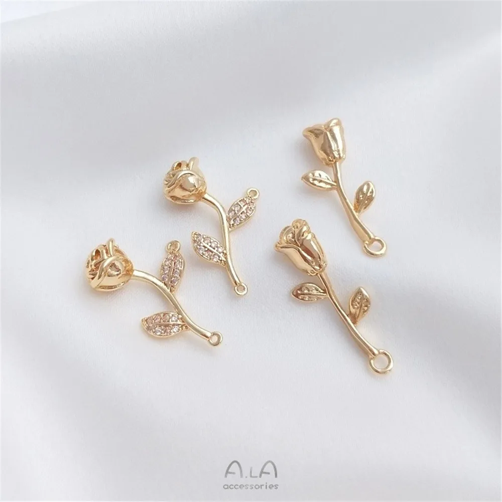 14K Gold Color Preservation Inlaid with Zircon Three-dimensional Rose Pendant Diy Earrings Pendant Bracelet Jewelry Accessories
14K Gold Color Preservation Inlaid with Zircon Three-dimensional Rose Pendant Diy Earrings Pendant Bracelet Jewelry Accessories