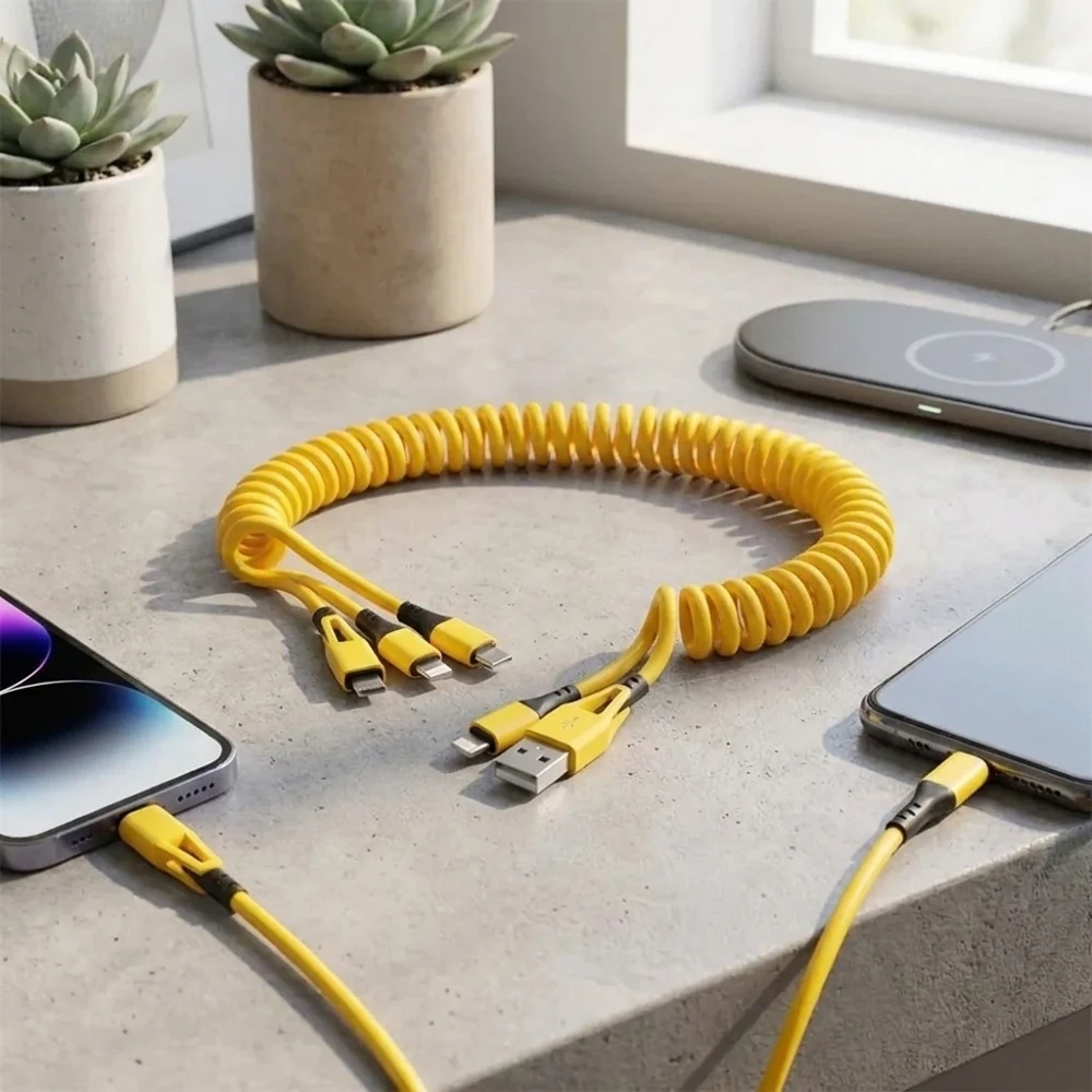 65W 6A 4-in-1 Spring Telescopic USB Cable Fast Quick Charging Data Cable Free Expansion One-second Storage Multi-functional Char
65W 6A 4-in-1 Spring Telescopic USB Cable Fast Quick Charging Data Cable Free Expansion One-second Storage Multi-functional Char