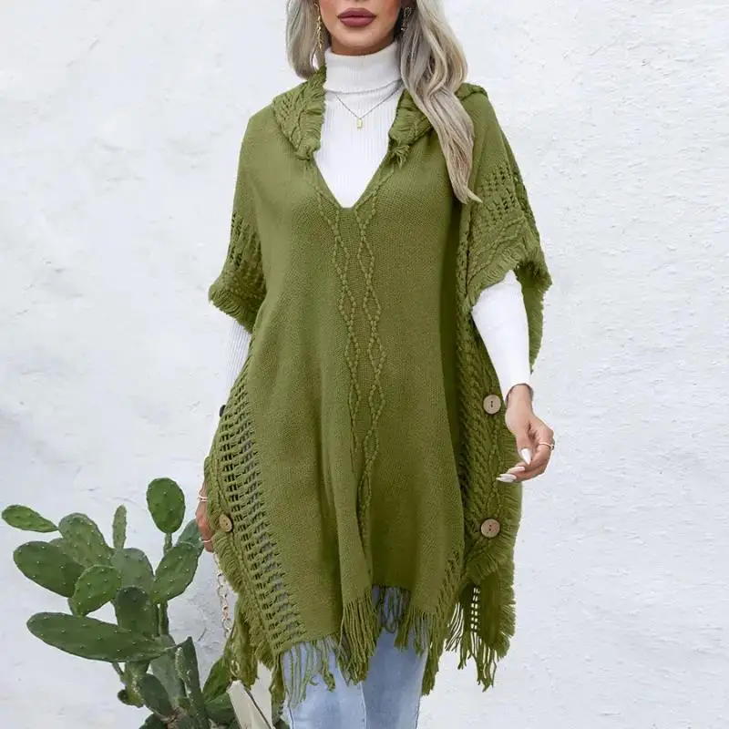 Vest Cloak Top Coat 2023 Autumn New European and American Casual Loose V Tie Hat Pullover Medium Long Sweater
Vest Cloak Top Coat 2023 Autumn New European and American Casual Loose V Tie Hat Pullover Medium Long Sweater
