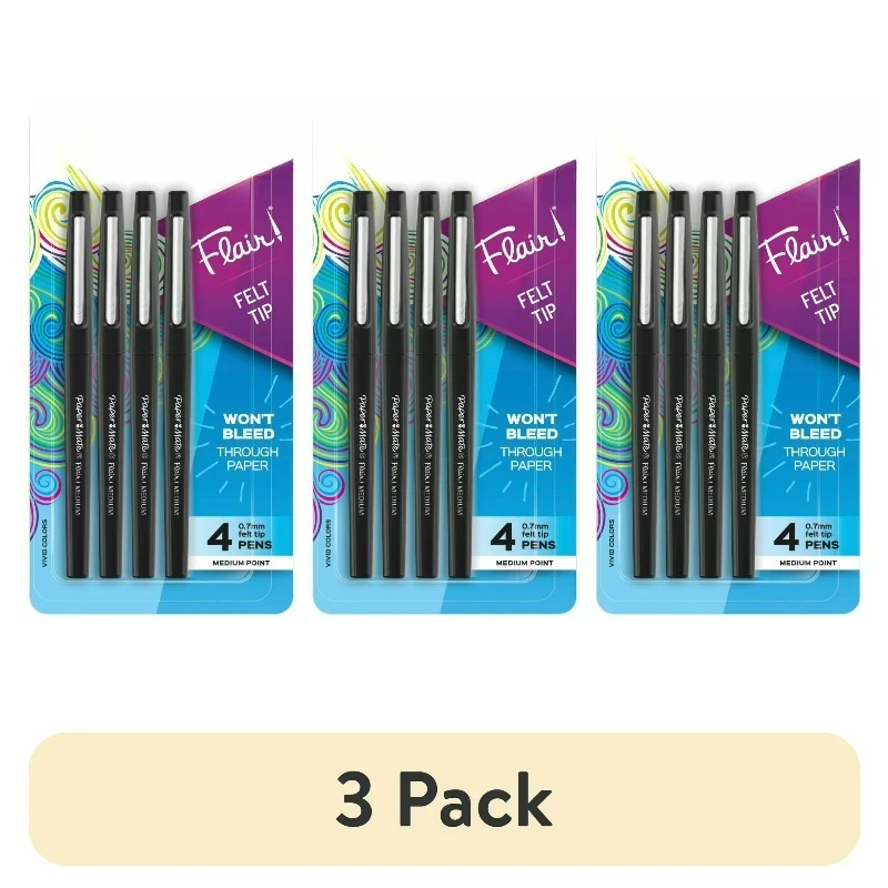 (3 pack)Porous-Point Pens, Medium Point, 1.0 mm, Black Barrel, Black Ink, Pack Of 4
(3 pack)Porous-Point Pens, Medium Point, 1.0 mm, Black Barrel, Black Ink, Pack Of 4