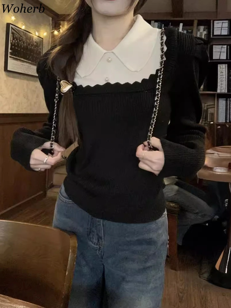 Fashion Fake Two Pieces Pullovers Women's Clothing Puff Sleeve Jumper Sueter Mujer Korean Knitted Ribbed Sweater Tops Pull Femme
Fashion Fake Two Pieces Pullovers Women's Clothing Puff Sleeve Jumper Sueter Mujer Korean Knitted Ribbed Sweater Tops Pull Femme