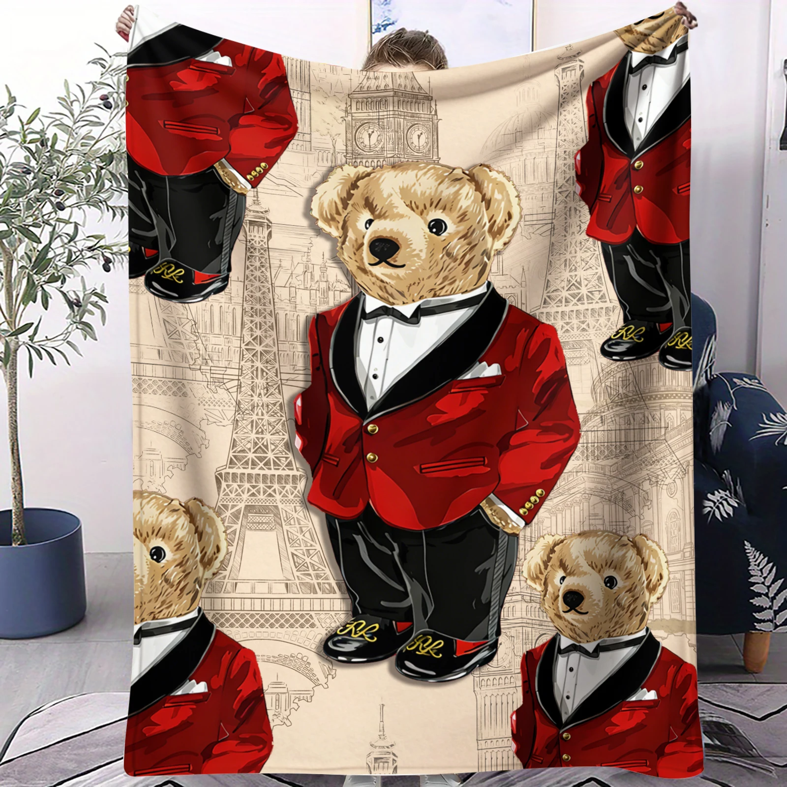 Paris London Gentleman Teddy Bear Flannel Blanket Lightweight Cozy All Season Blanket for Bedroom Living Room Sofa Dorm Decor
Paris London Gentleman Teddy Bear Flannel Blanket Lightweight Cozy All Season Blanket for Bedroom Living Room Sofa Dorm Decor