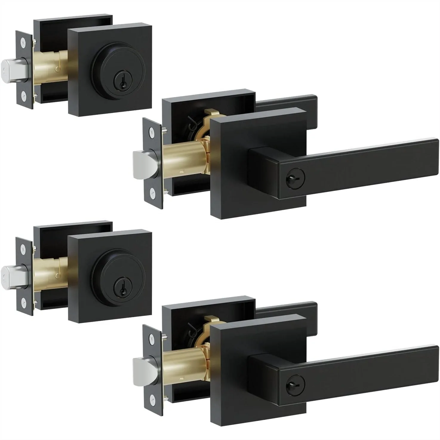 Heavy Duty Front Door Lock Set, Keyed Entry Handle and Single Cylinder Deadbolt Combo for Home Office Security, Reversible Left
Heavy Duty Front Door Lock Set, Keyed Entry Handle and Single Cylinder Deadbolt Combo for Home Office Security, Reversible Left