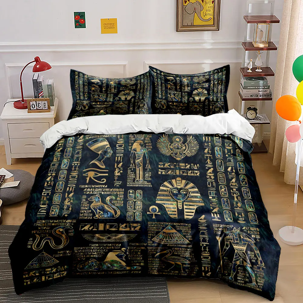 3Pcs Regal Egyptian Bedding Set, Vibrant Pattern of Ancient Art and Hieroglyphs Print Duvet Cover, Rich and Mysterious Vibe
3Pcs Regal Egyptian Bedding Set, Vibrant Pattern of Ancient Art and Hieroglyphs Print Duvet Cover, Rich and Mysterious Vibe
