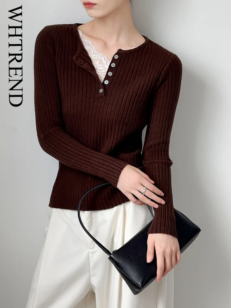 WHTREND кружевной лоскутный пуловер с внутренним слоем, женский тонкий вязаный свитер, осень-зима 2022, новинка WH1839
WHTREND кружевной лоскутный пуловер с внутренним слоем, женский тонкий вязаный свитер, осень-зима 2022, новинка WH1839