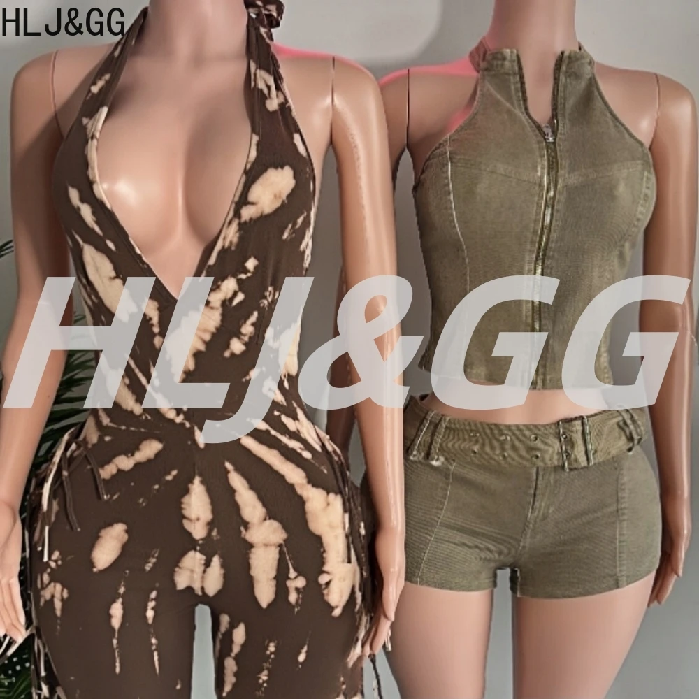 HLJ&GG Fashion Trend Lapel Zipper Two Piece Sets Women Sleeveless Slim Crop Top And Shorts Outfits Y2K Female 2pcs Streetwear
HLJ&GG Fashion Trend Lapel Zipper Two Piece Sets Women Sleeveless Slim Crop Top And Shorts Outfits Y2K Female 2pcs Streetwear
