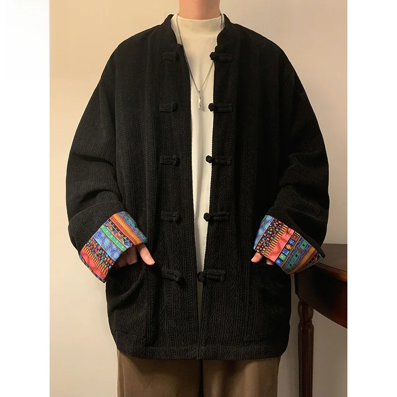 Corduroy Print Patchwork Men's Tang Suit Jaet Loose Fit Outerwear Trendy Autumn Long Sve Stand Collar Coat
Corduroy Print Patchwork Men's Tang Suit Jaet Loose Fit Outerwear Trendy Autumn Long Sve Stand Collar Coat