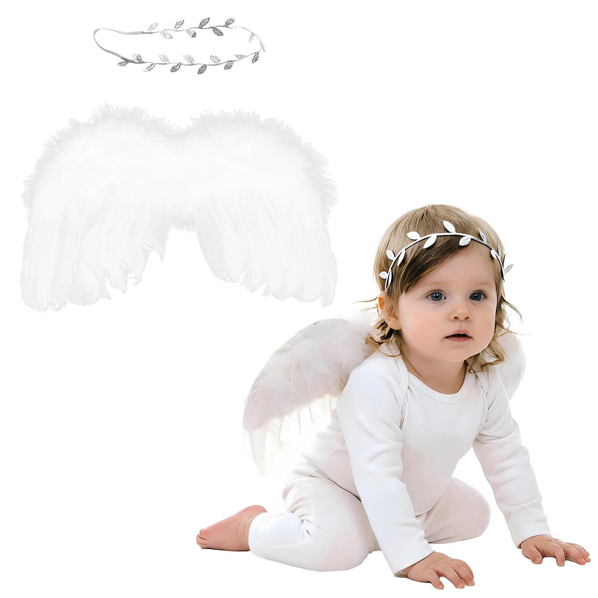 2 шт./лот, крыло ангела с перьями и повязкой на голову в виде листьев, набор для новорожденных, детские сувениры, реквизит для фотосъемки, аксессуары
2 шт./лот, крыло ангела с перьями и повязкой на голову в виде листьев, набор для новорожденных, детские сувениры, реквизит для фотосъемки, аксессуары