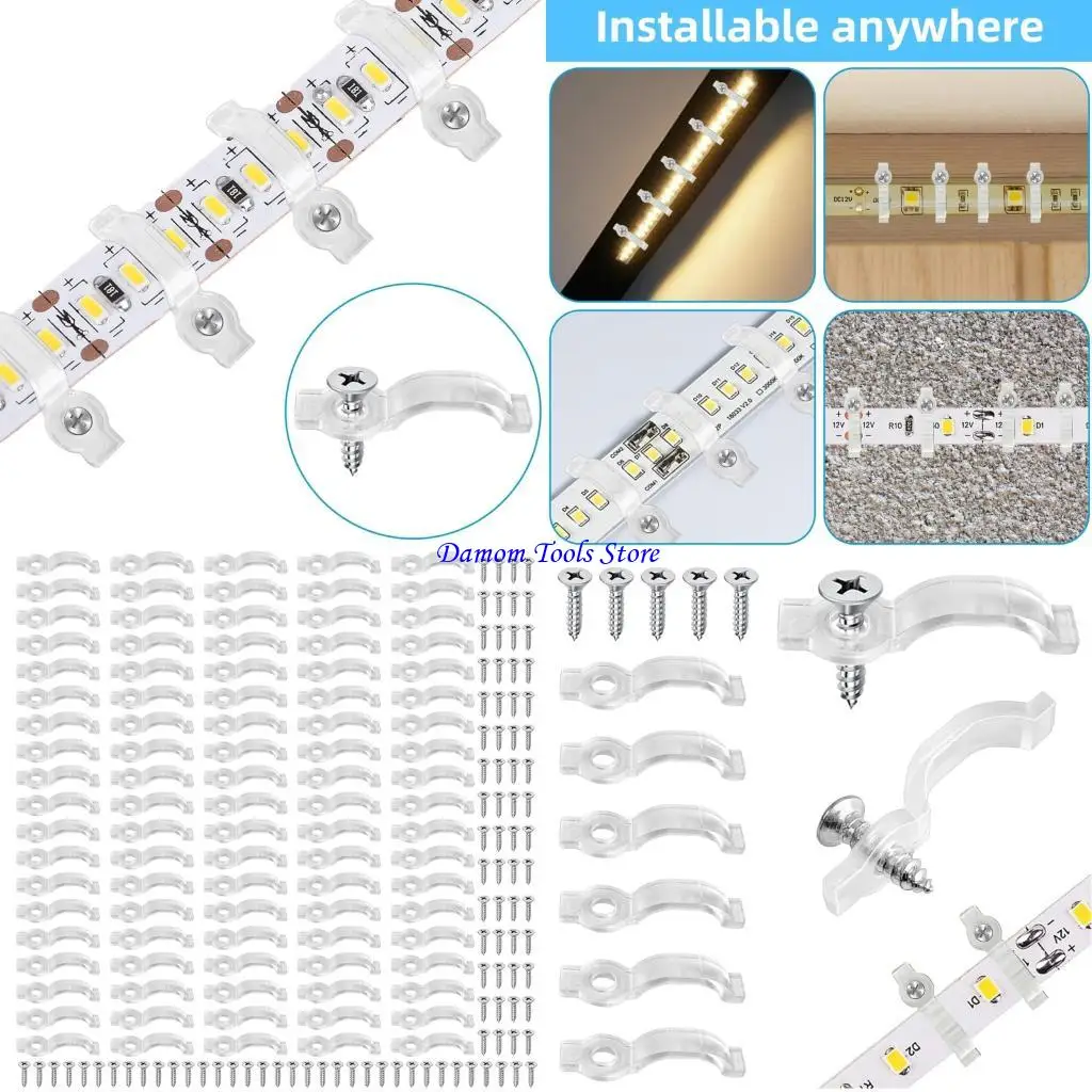 57BE Pack Of 100 Plastic LED Strips Light Mounting Bracket Fixing Clip For 10MM Waterproof Light With Screws Included
57BE Pack Of 100 Plastic LED Strips Light Mounting Bracket Fixing Clip For 10MM Waterproof Light With Screws Included