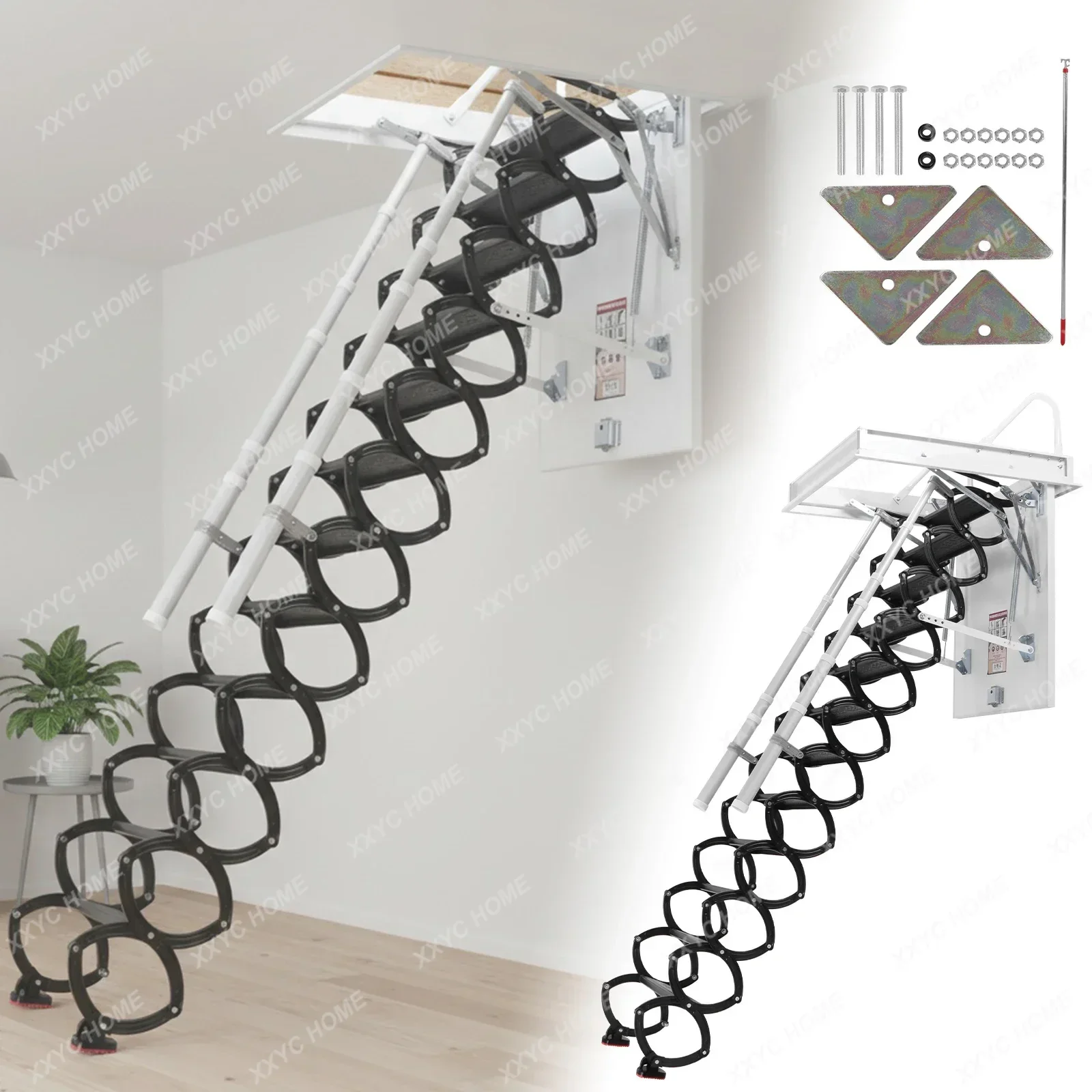 Steps Ceiling Mounted Attic Ladder with Handrails Wall-Mounted Staircase 660LBS Capacity Height Adjustable for Rough
Steps Ceiling Mounted Attic Ladder with Handrails Wall-Mounted Staircase 660LBS Capacity Height Adjustable for Rough