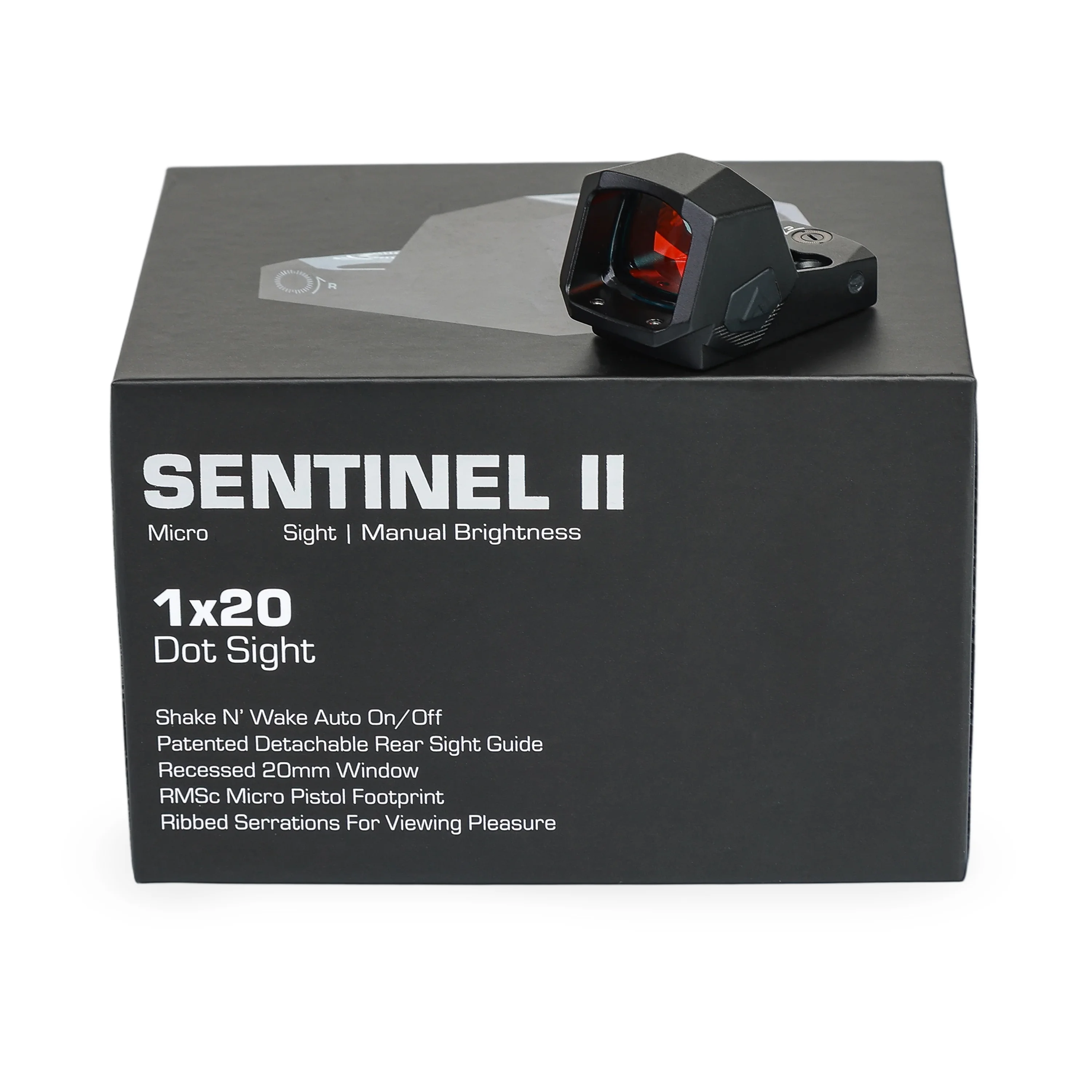 Original Sentinel II Red / Green Dot 1x20mm 3 MOA RMSc Footprint Compact Micro Reflex Sight Shake'n Awake Rear Sight for Pistol
Original Sentinel II Red / Green Dot 1x20mm 3 MOA RMSc Footprint Compact Micro Reflex Sight Shake'n Awake Rear Sight for Pistol