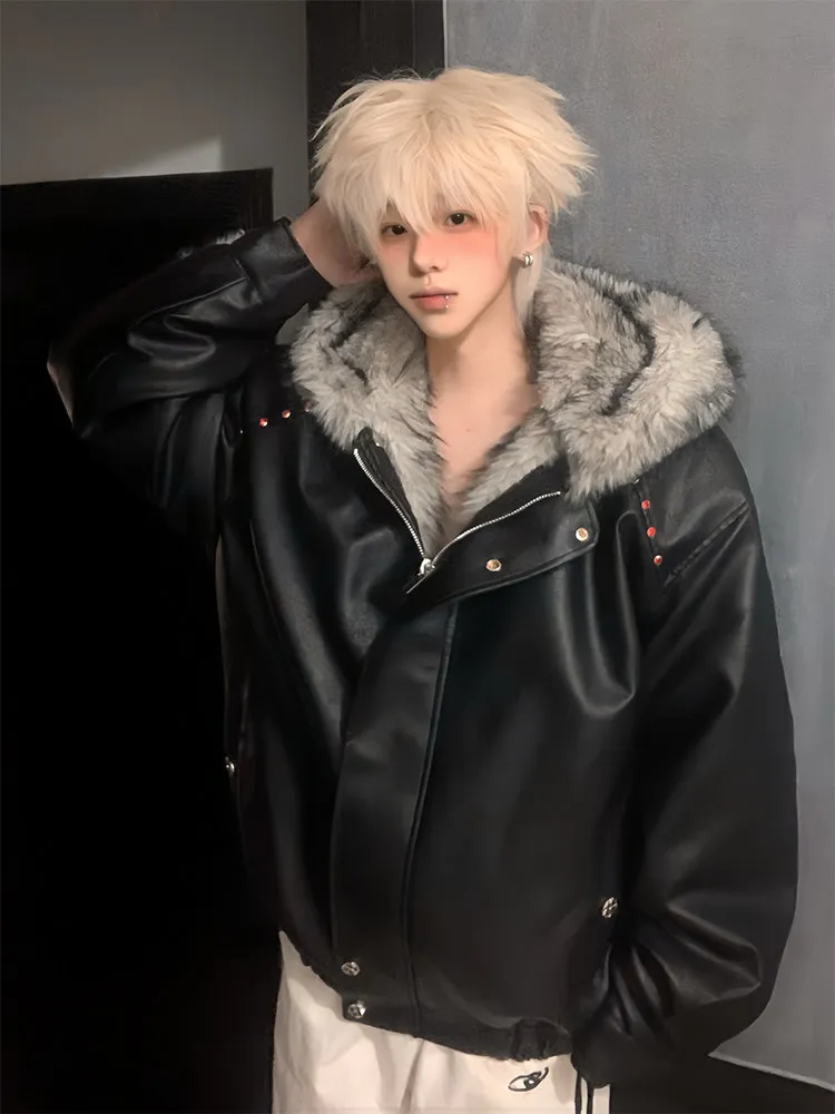 American Sle PU Leather Hooded Jaet Cotton Coat Men's Thiened Winter ort Sle Cleanfit Warm Long Sve Color
American Sle PU Leather Hooded Jaet Cotton Coat Men's Thiened Winter ort Sle Cleanfit Warm Long Sve Color