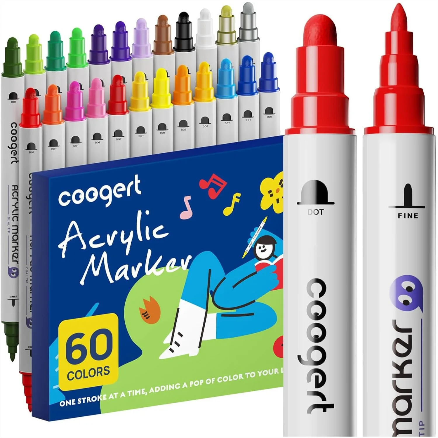 60 Colors Dual Tip Acrylic Paint Markers for Rock Painting, Canvas, Wood, Glass, Ceramic, Fabric, Plastic, Art Supplies
60 Colors Dual Tip Acrylic Paint Markers for Rock Painting, Canvas, Wood, Glass, Ceramic, Fabric, Plastic, Art Supplies