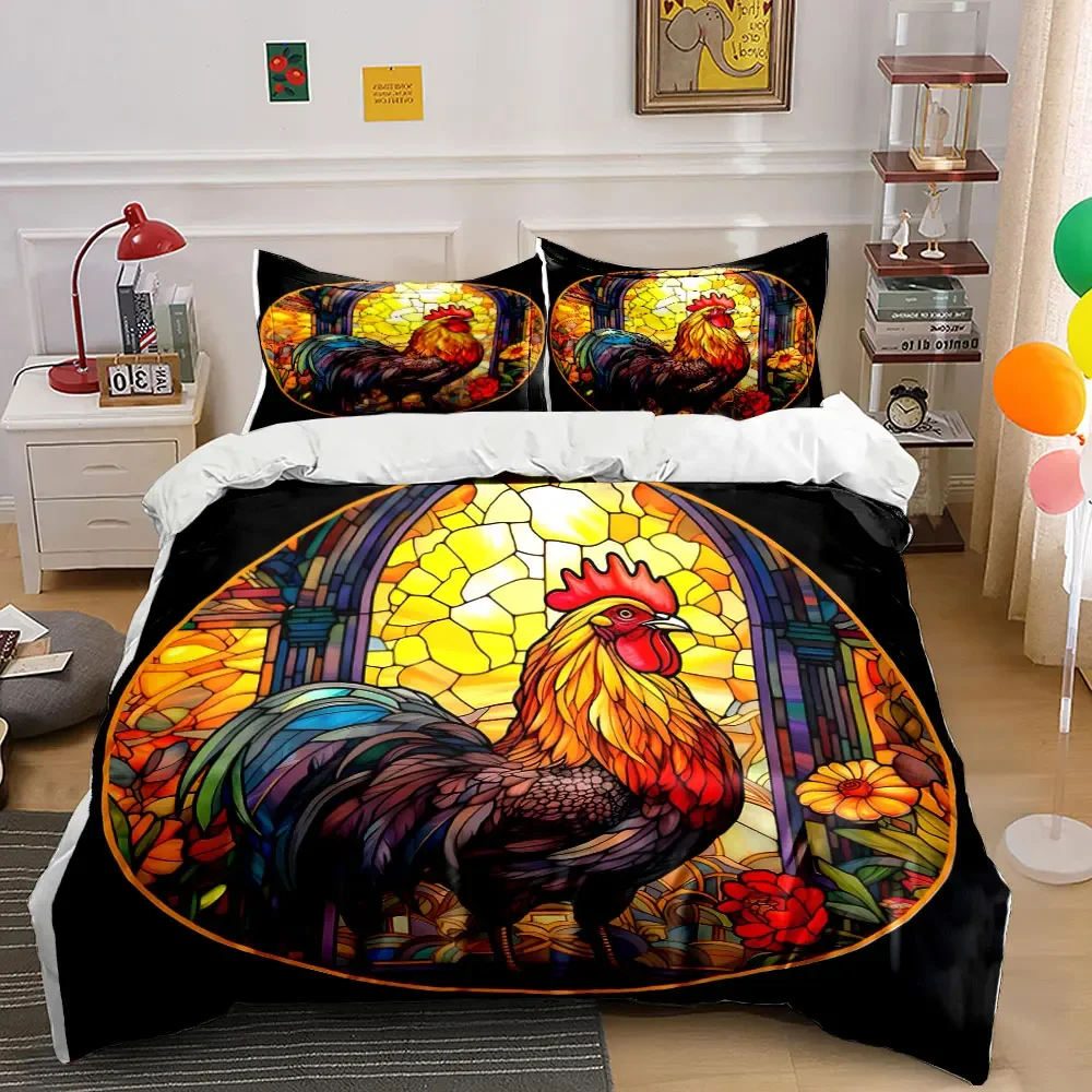 Colorful Rooster Stained Glass Decor Soft Comfortable Duvet Cover Bedding Set Included 1*Duvet Cover & 2*Pillowcases, gift
Colorful Rooster Stained Glass Decor Soft Comfortable Duvet Cover Bedding Set Included 1*Duvet Cover & 2*Pillowcases, gift