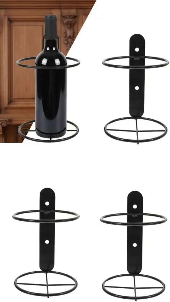 Настенная полка для вина, металлический держатель для бутылок из 4 предметов для хранения в кухонном баре
Настенная полка для вина, металлический держатель для бутылок из 4 предметов для хранения в кухонном баре