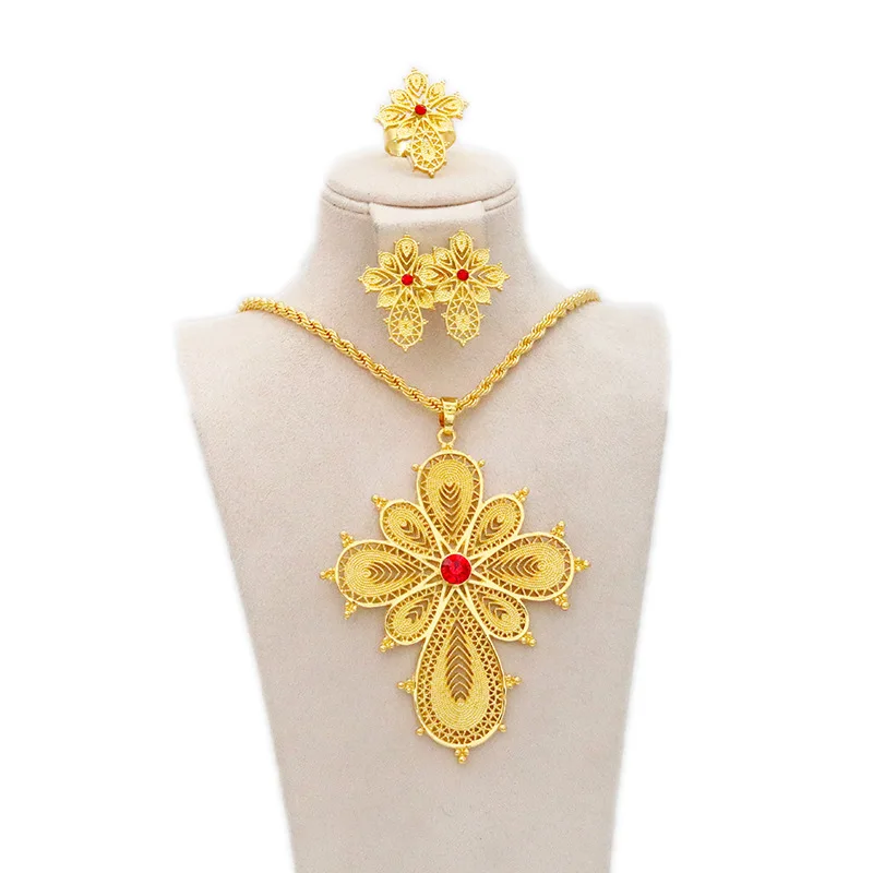 9999 gold Ethiopian necklace and earrings, African party jewelry set, girls' Eritrea accessories
9999 gold Ethiopian necklace and earrings, African party jewelry set, girls' Eritrea accessories