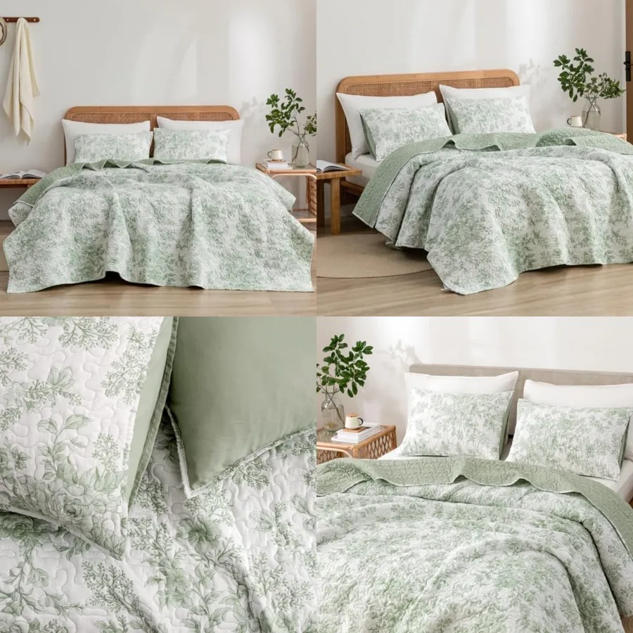 Spring Fresh Quilt, Green Bedspread Size, 3 Pcs Cotton Vintage Farmhouse Bedding Set, Machine Washable Lightweight Soft Bed Cov
Spring Fresh Quilt, Green Bedspread Size, 3 Pcs Cotton Vintage Farmhouse Bedding Set, Machine Washable Lightweight Soft Bed Cov
