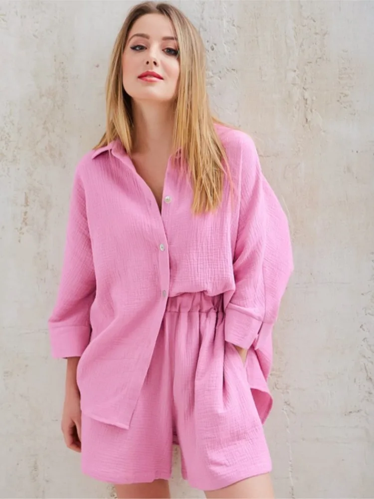 Women's Suit Solid Color Spring Single Breasted Short Sleeve Cotton Linen Shirt Shorts 2 Piece Set Relaxed Fashion Casual Sets
Women's Suit Solid Color Spring Single Breasted Short Sleeve Cotton Linen Shirt Shorts 2 Piece Set Relaxed Fashion Casual Sets