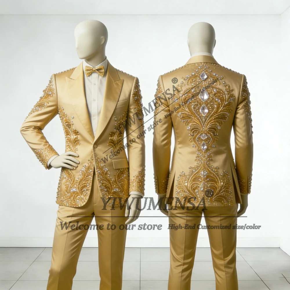 Exquisite Diamond Beading Suits Men Slim Fit Single Breasted Jacket Pants 2 Piece Set Groom Banquet Wedding Tuxedos Customized
Exquisite Diamond Beading Suits Men Slim Fit Single Breasted Jacket Pants 2 Piece Set Groom Banquet Wedding Tuxedos Customized