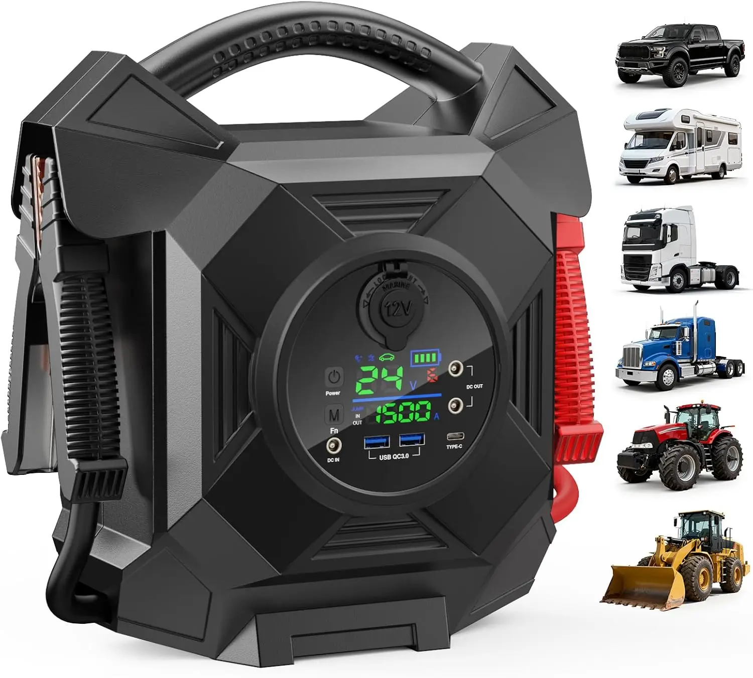 30000A 1S Startup Truck Jump Starter Heavy Duty,CAT797 12V/24V Smart Switching Lithium Battery Charger Booster Pack
30000A 1S Startup Truck Jump Starter Heavy Duty,CAT797 12V/24V Smart Switching Lithium Battery Charger Booster Pack