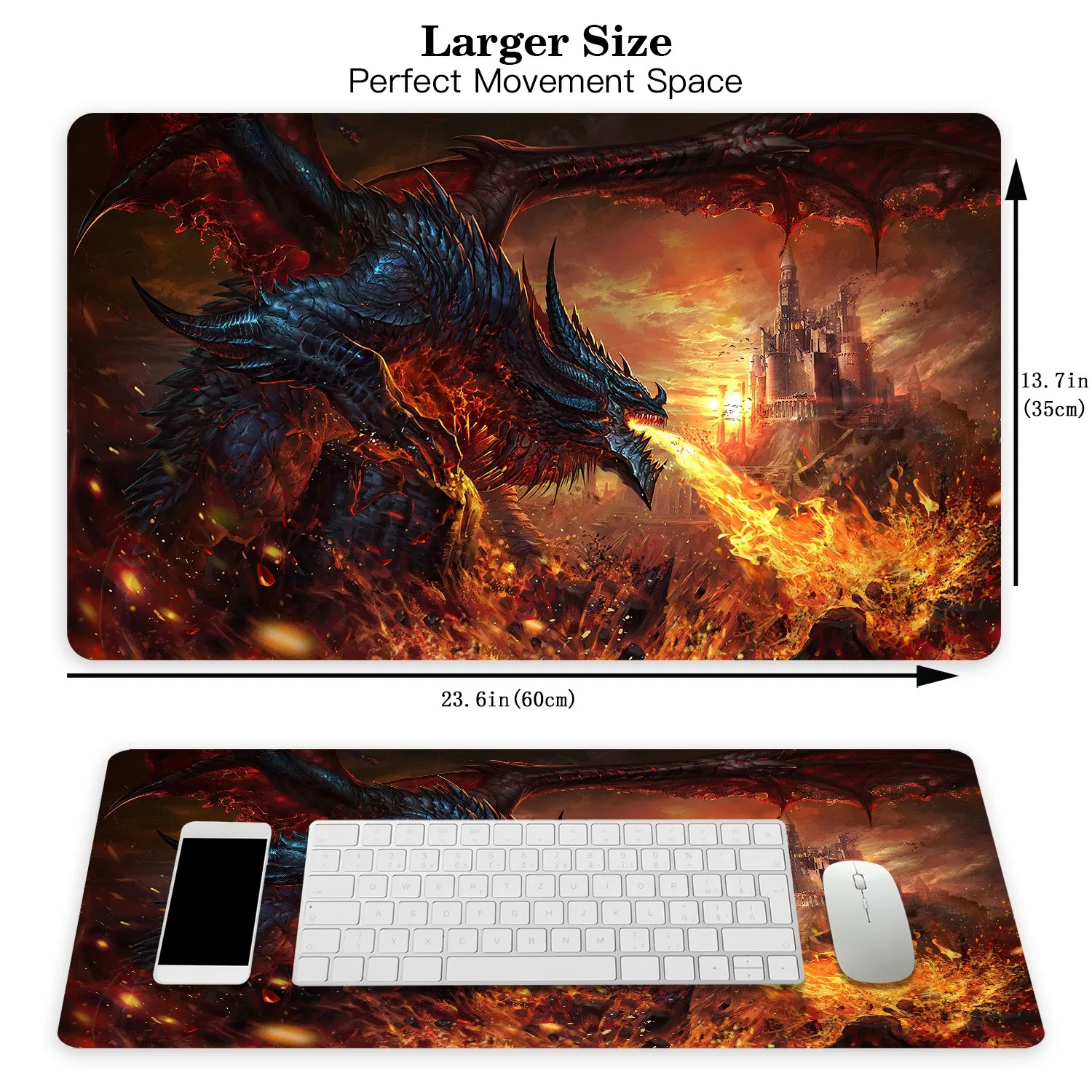 Fire Dragon Mouse Pad 35x60cm Large Non-Slip Rubber MTG Playmats with Stitched Edges Washable Keyboard Mousepads for Office Home
Fire Dragon Mouse Pad 35x60cm Large Non-Slip Rubber MTG Playmats with Stitched Edges Washable Keyboard Mousepads for Office Home