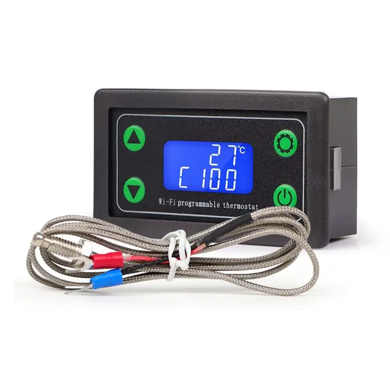 Tuya WIFI High Temperature Controller Digital Programmable Thermostat K-Type Thermocouple -99-999 Degrees ZFX-TW01 New
Tuya WIFI High Temperature Controller Digital Programmable Thermostat K-Type Thermocouple -99-999 Degrees ZFX-TW01 New