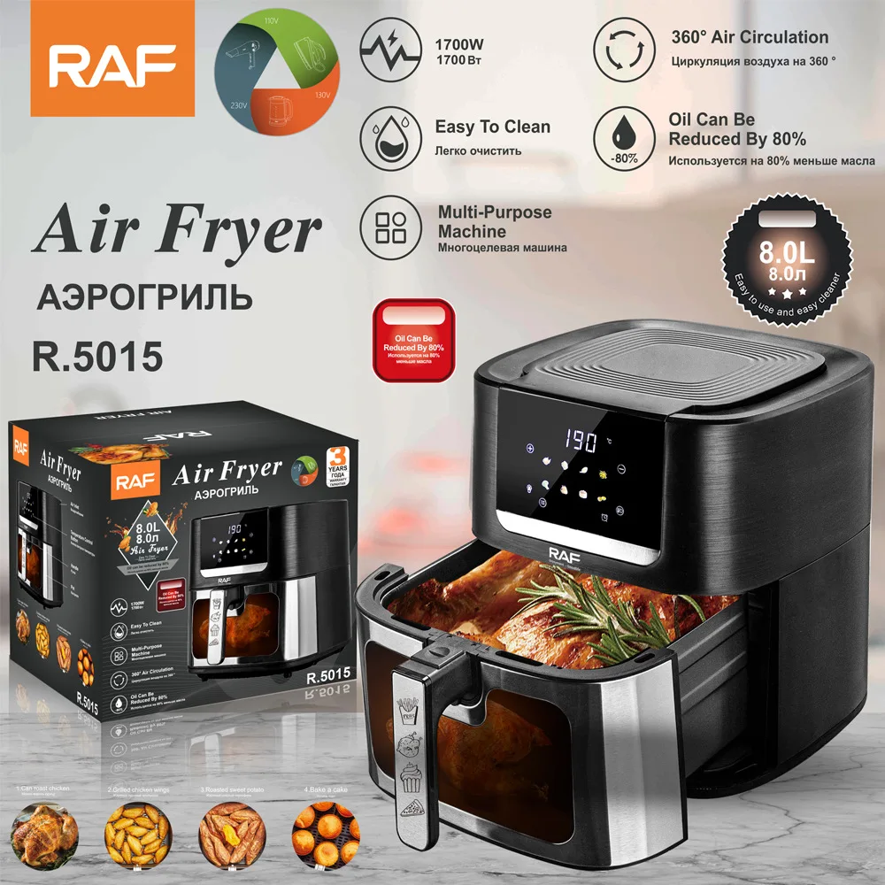 RAF European standard cross-border 8L air fryer touch screen multi-function smart home visual electric fryer without turning ove
RAF European standard cross-border 8L air fryer touch screen multi-function smart home visual electric fryer without turning ove