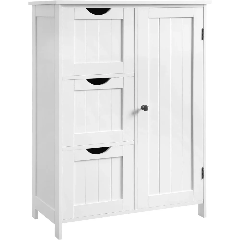 Bathroom Floor Storage Cabinet, Freestanding Bathroom Storage Unit with 3 Drawers, 1 Adjustable Shelf
Bathroom Floor Storage Cabinet, Freestanding Bathroom Storage Unit with 3 Drawers, 1 Adjustable Shelf