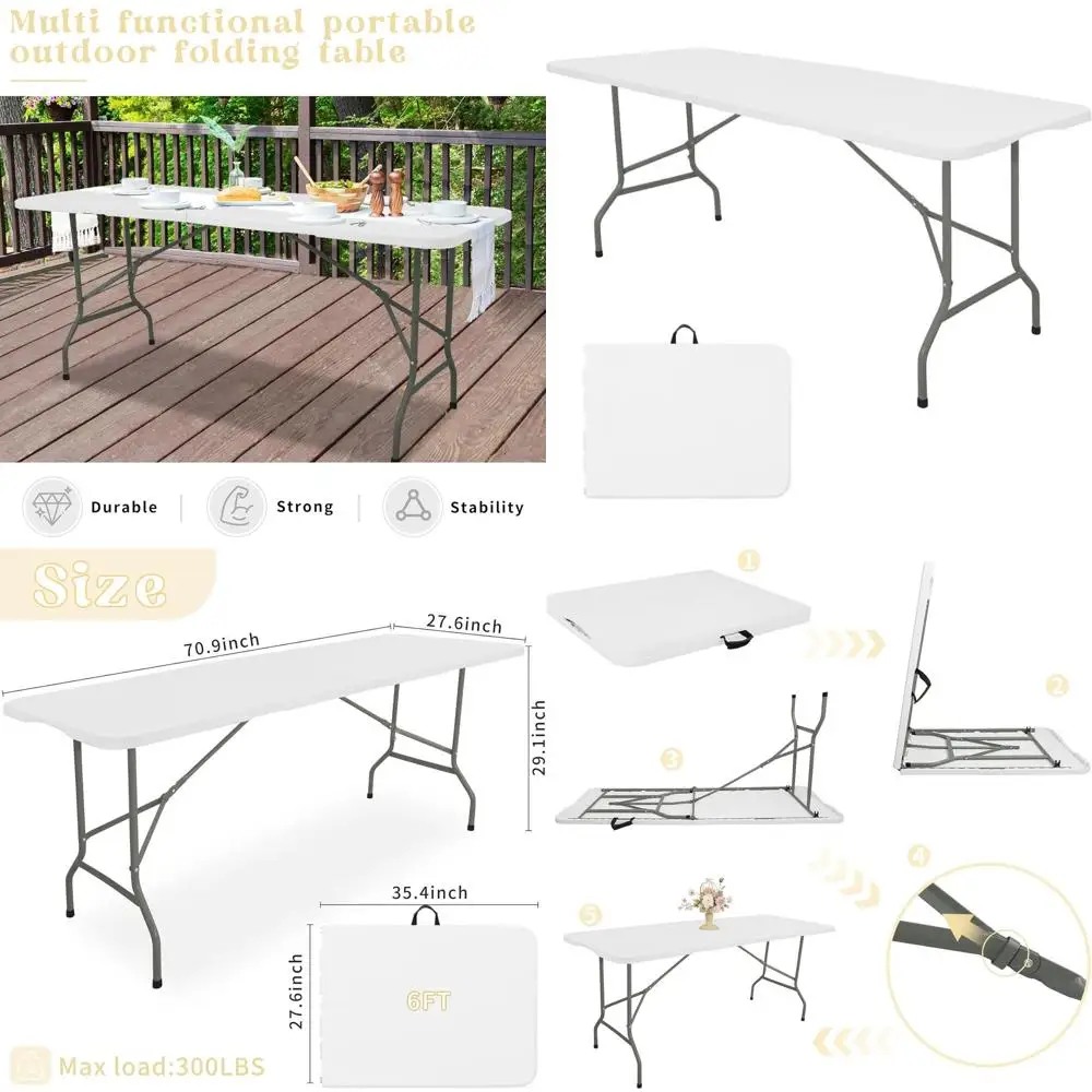 Портативный складной пластиковый уличный стол на 6 футов со стальными ножками для кемпинга, пикников, вечеринок и мероприятий (белый)
Портативный складной пластиковый уличный стол на 6 футов со стальными ножками для кемпинга, пикников, вечеринок и мероприятий (белый)