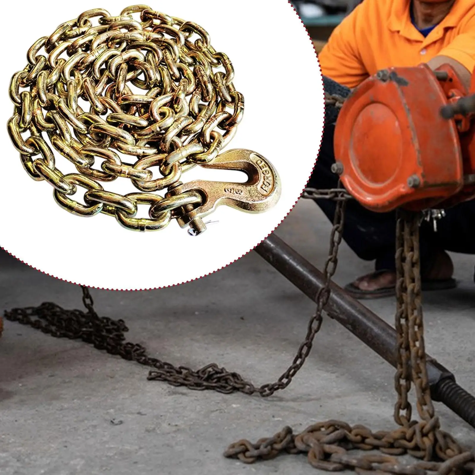 Trailer Chain Tow Chain Sturdy Heavy Duty 1.2M Transport with Clevis Grab Hook for Towing Truck Binding Equipment
Trailer Chain Tow Chain Sturdy Heavy Duty 1.2M Transport with Clevis Grab Hook for Towing Truck Binding Equipment