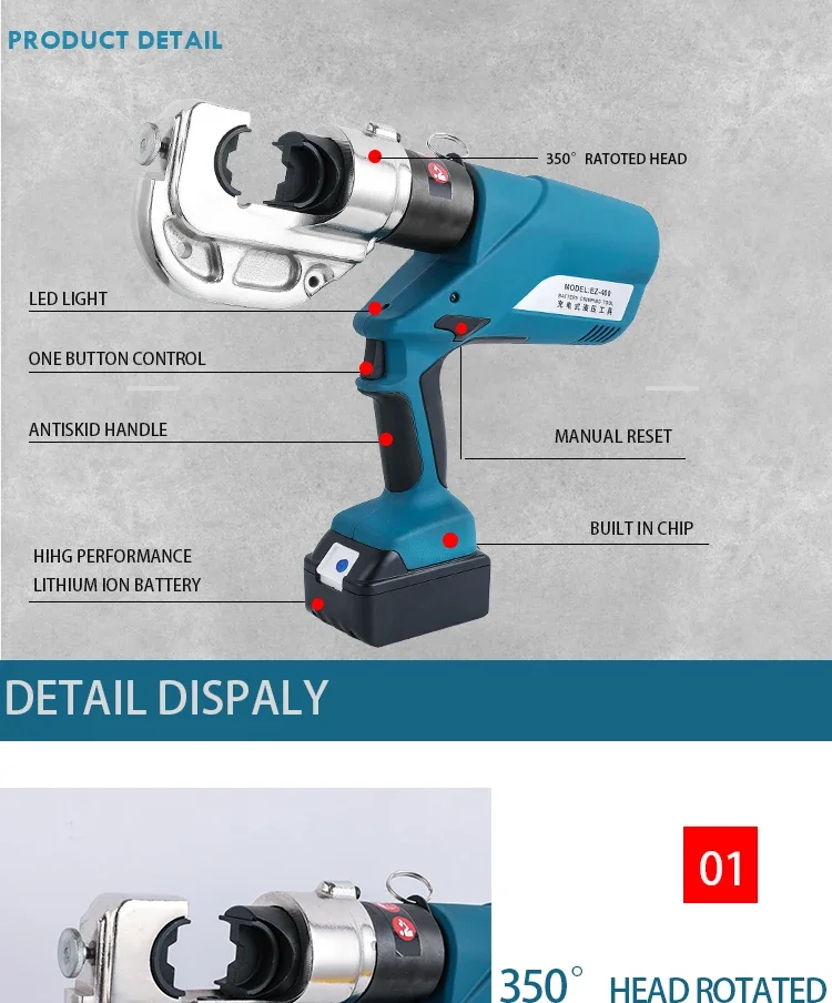 EZ-400 hydraulic cordless crimping tool for terminal
EZ-400 hydraulic cordless crimping tool for terminal