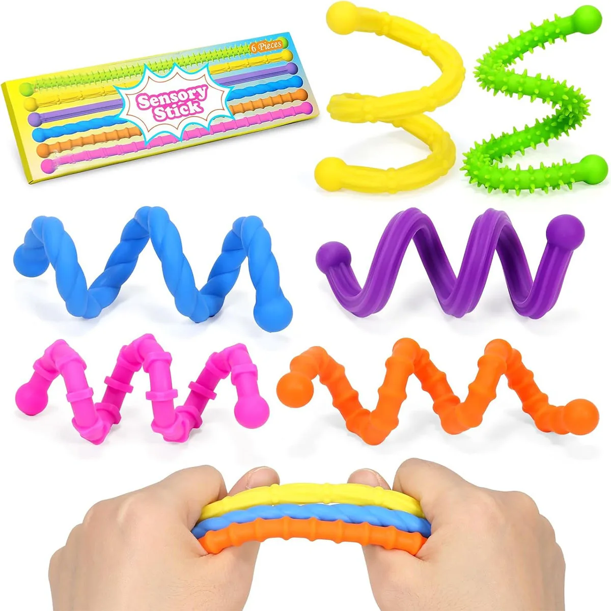 Textured Silicone Sensory Strings – 6-Pack Fidget Set, Bright Stretchy Noodles for Tactile & Sensory Play, Calming Focus
Textured Silicone Sensory Strings – 6-Pack Fidget Set, Bright Stretchy Noodles for Tactile & Sensory Play, Calming Focus