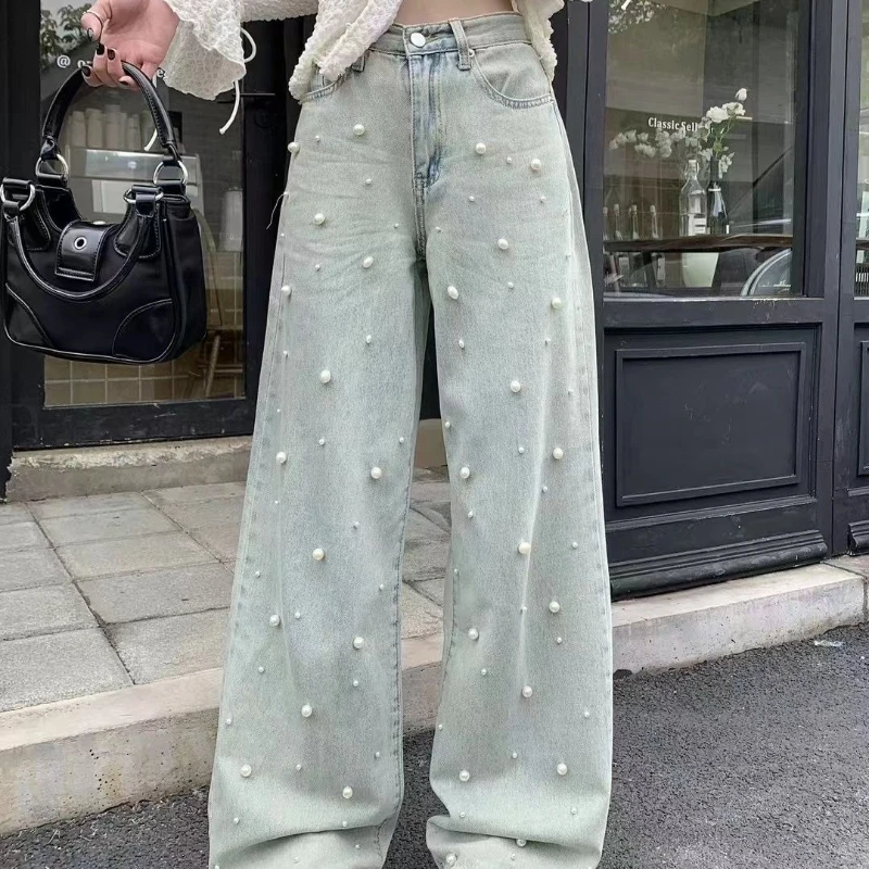 Spice Girl American Heavy Industry Pearl Straight Jeans Female 2025 Summer Design High Waist Straight Wide-leg Pants
Spice Girl American Heavy Industry Pearl Straight Jeans Female 2025 Summer Design High Waist Straight Wide-leg Pants