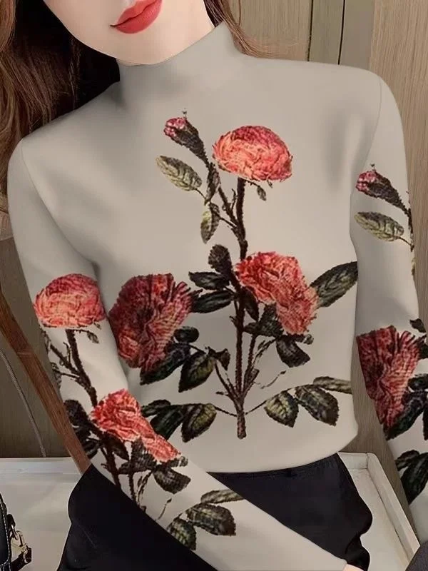 Thickened Fleece Long Sleeve Printed Base Shirt Half High Collar Women's Casual Style Warm Polyester Fiber T-shirt for Middle...
Thickened Fleece Long Sleeve Printed Base Shirt Half High Collar Women's Casual Style Warm Polyester Fiber T-shirt for Middle...