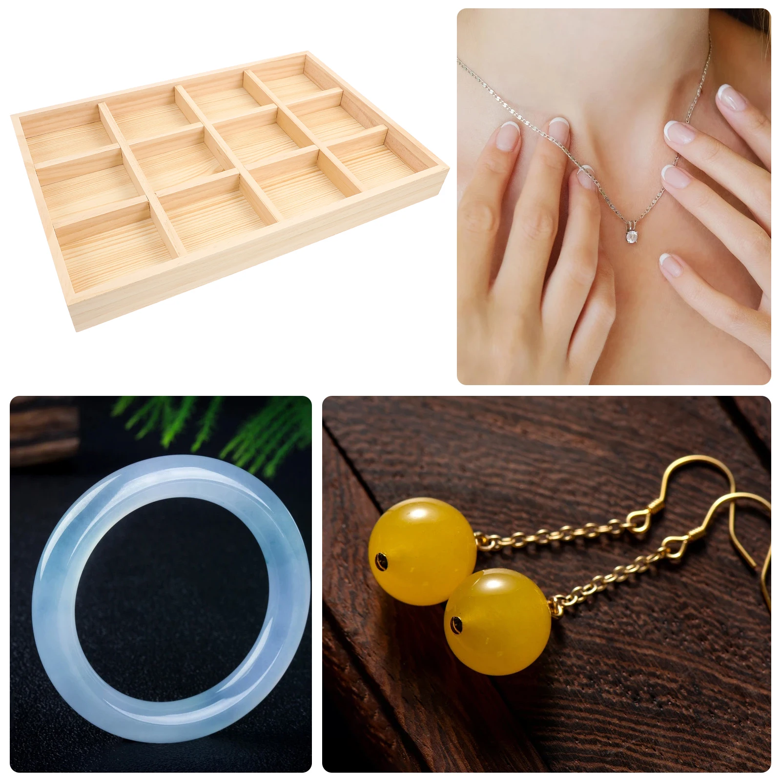 Wooden Jewelry Storage Tray 4 Grids Rings Earrings Necklaces Watches Keys Accessories Organizer Dish Home Decor
Wooden Jewelry Storage Tray 4 Grids Rings Earrings Necklaces Watches Keys Accessories Organizer Dish Home Decor