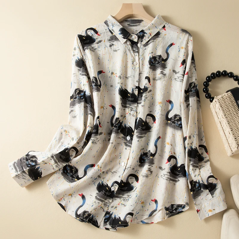 Chinese Style Women's Blouses Spring/summer New Prints Women Shirts Loose Long Sleeves Korean Top Cotton Linen Clothing Sales
Chinese Style Women's Blouses Spring/summer New Prints Women Shirts Loose Long Sleeves Korean Top Cotton Linen Clothing Sales