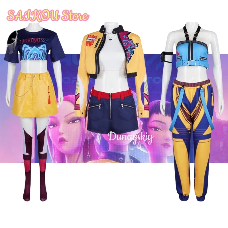 KPOP Huntrix Rumi Mira Zoey Cosplay Costume New Uniform Top Skirt Demon Hunters Superstar Girl Women Set Halloween Carnival
KPOP Huntrix Rumi Mira Zoey Cosplay Costume New Uniform Top Skirt Demon Hunters Superstar Girl Women Set Halloween Carnival
