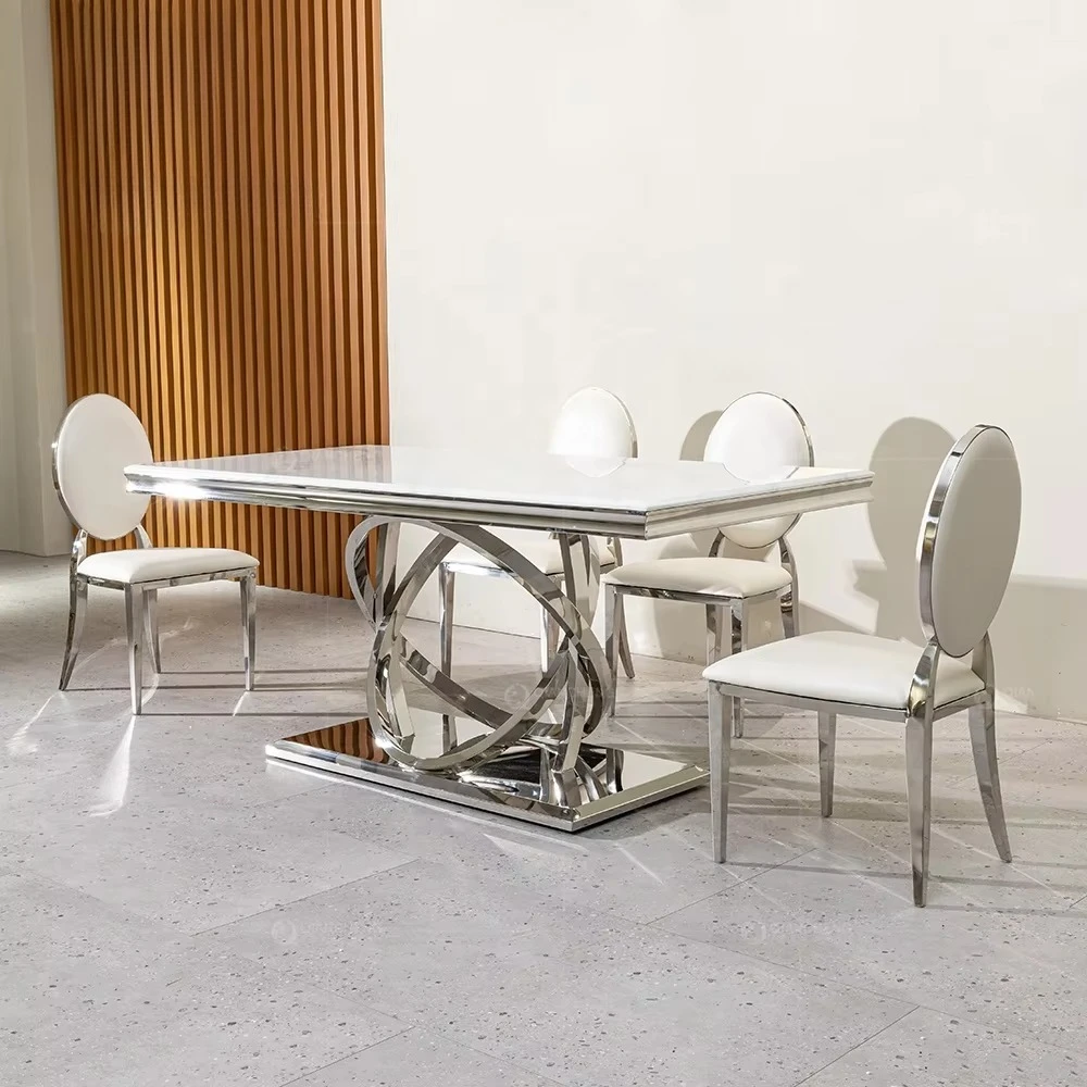 Qiancheng custom luxury home furniture supplier mirror silver stainless steel restaurant marble granite dining table
Qiancheng custom luxury home furniture supplier mirror silver stainless steel restaurant marble granite dining table