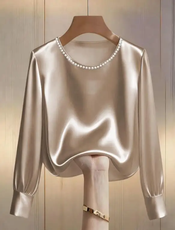 2026 Spring/Summer New Women's Fashion Style Elegant Solid Color Round Neck Pearl Satin Top Women's Wear
2026 Spring/Summer New Women's Fashion Style Elegant Solid Color Round Neck Pearl Satin Top Women's Wear